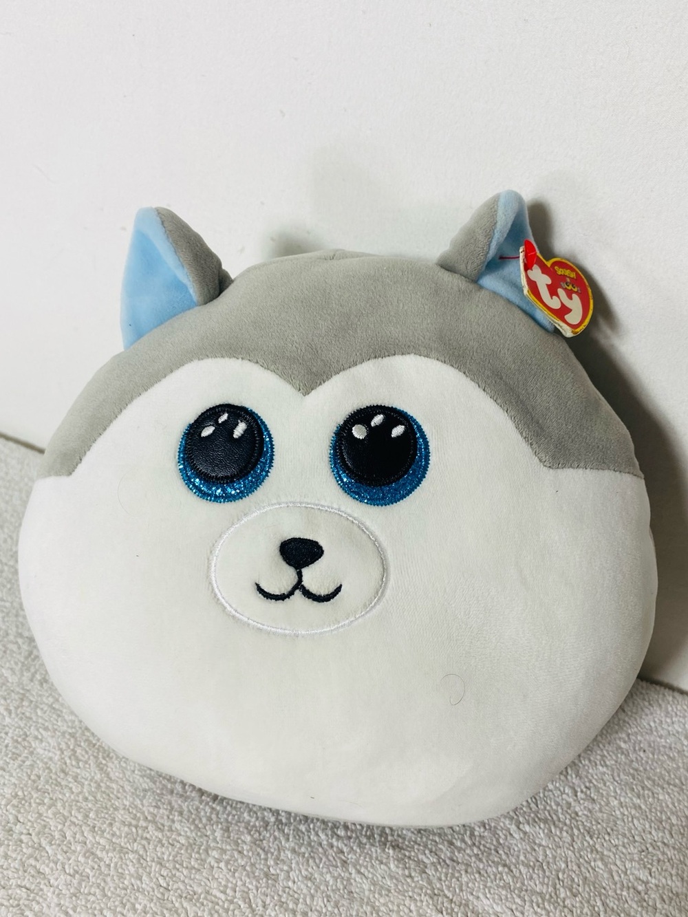 Ty Squish-A-Boos Slush Husky Plush Cushion Stuffed Animal Chubby Squish Pillow
